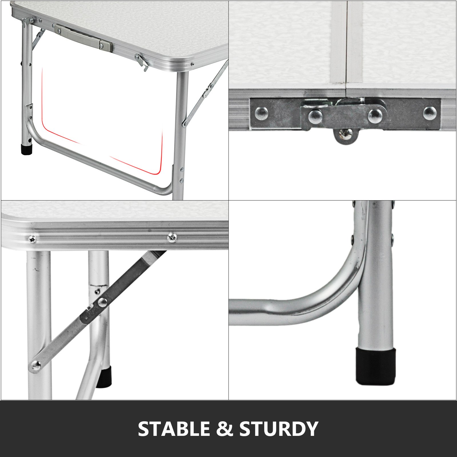 VEVOR Aluminum Folding Picnic Table, with 2 Benches, White