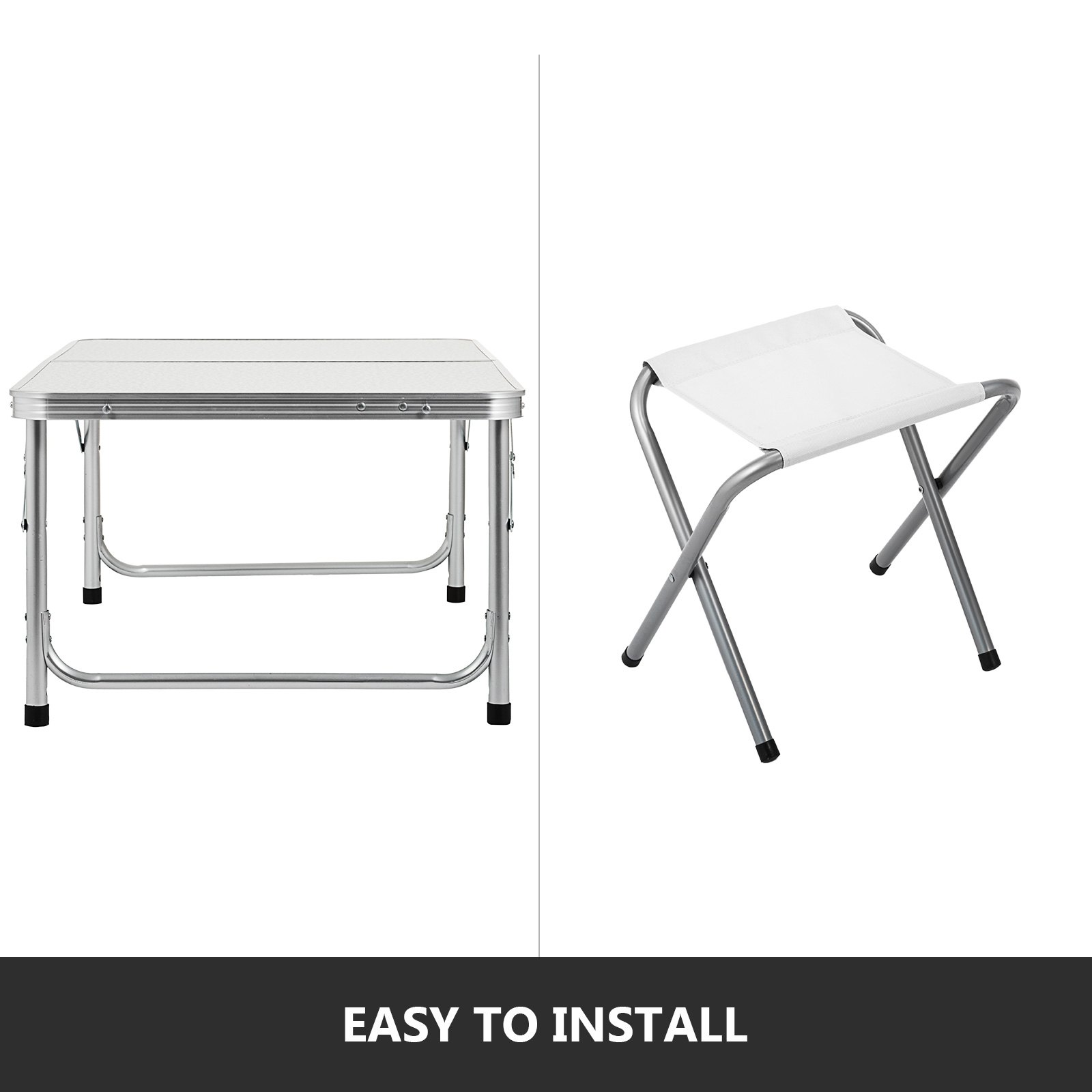VEVOR Aluminum Folding Picnic Table, with 2 Benches, White