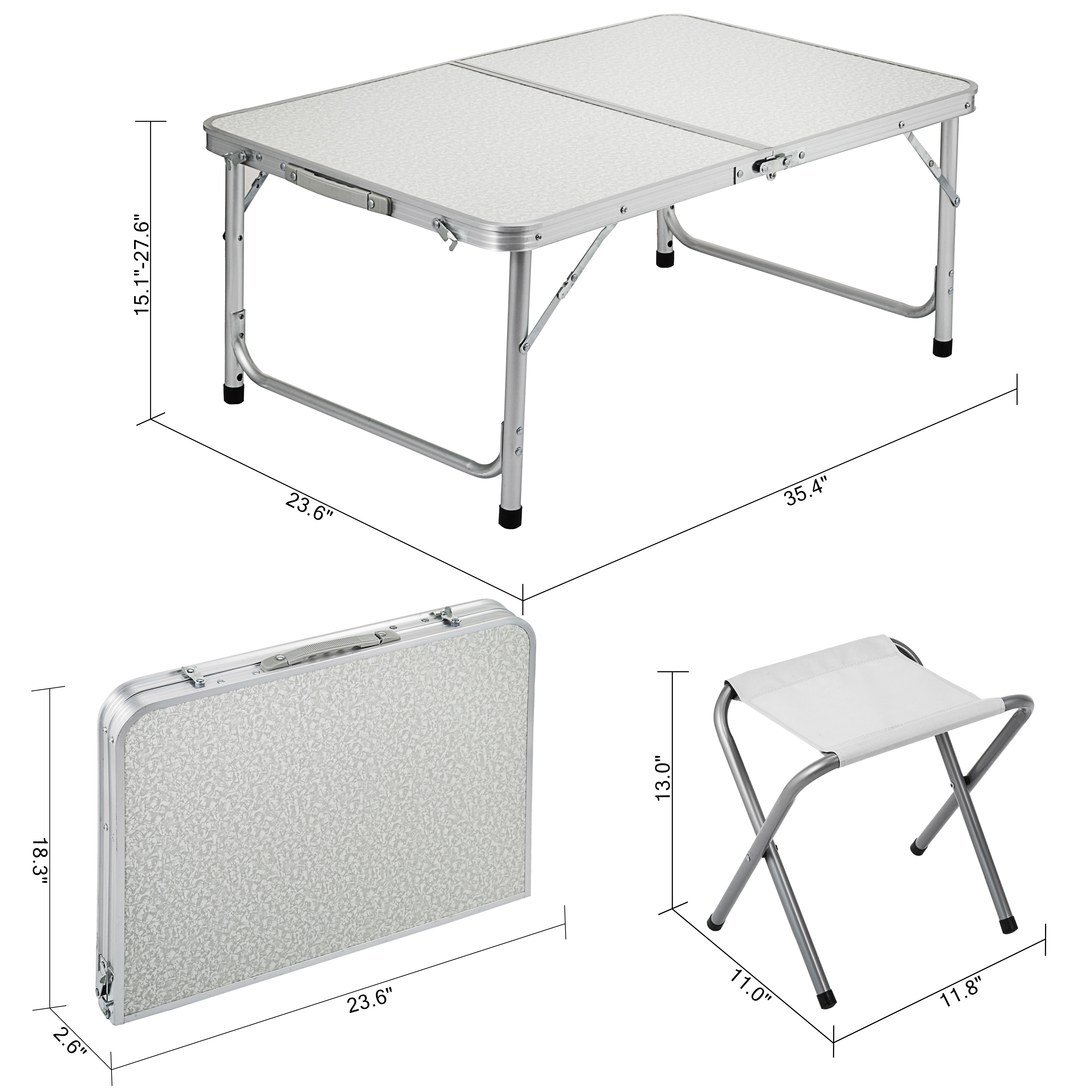 VEVOR Aluminum Folding Picnic Table, with 2 Benches, White