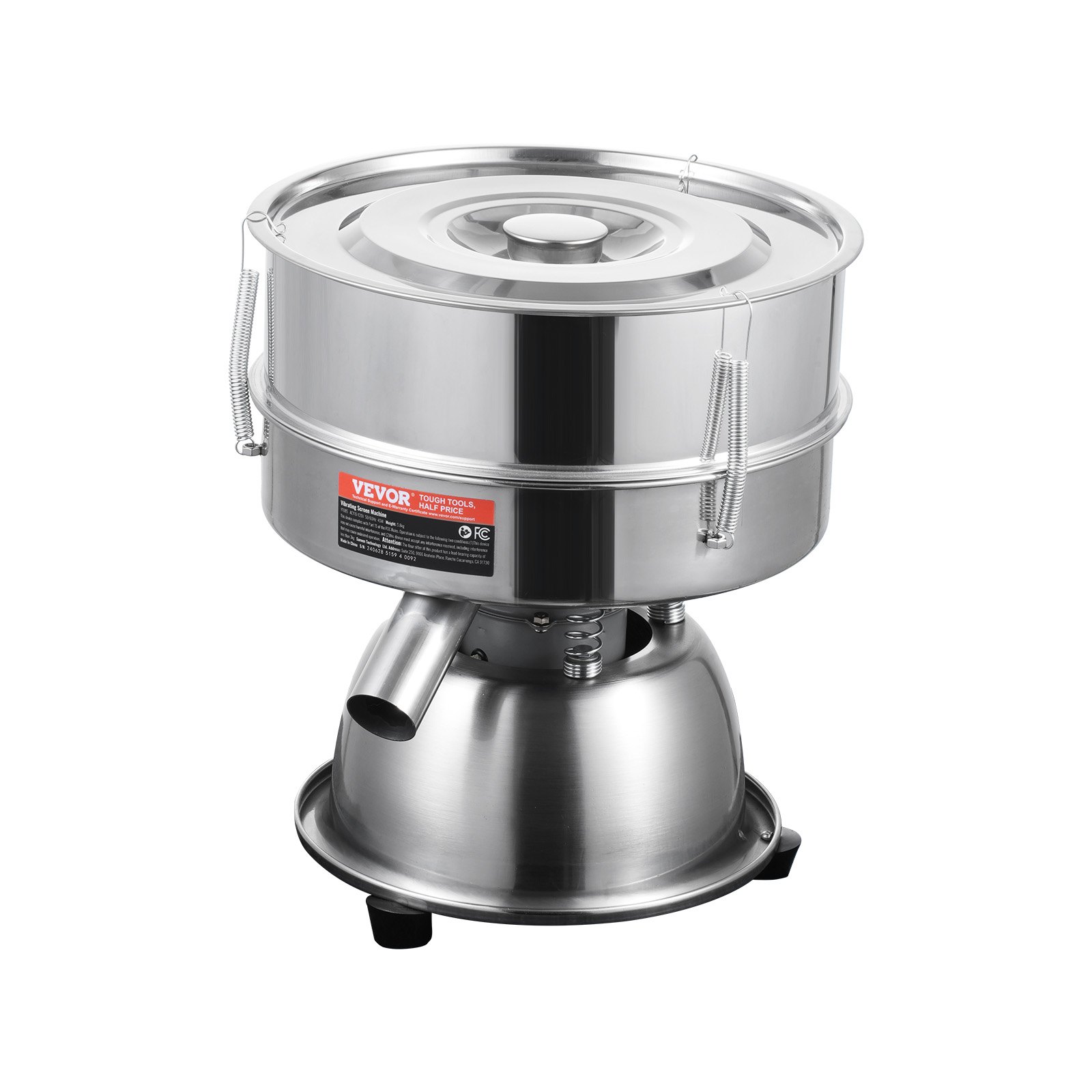VEVOR Automatic Electric Vibrating Sieve, Stainless Steel Sifter Shaker Machine with 12+80 Mesh, 45W Automatic Powder Sifter Machine Countertop, Electric Sieve Shaker for Flour Powers, Mungbean, Rice
