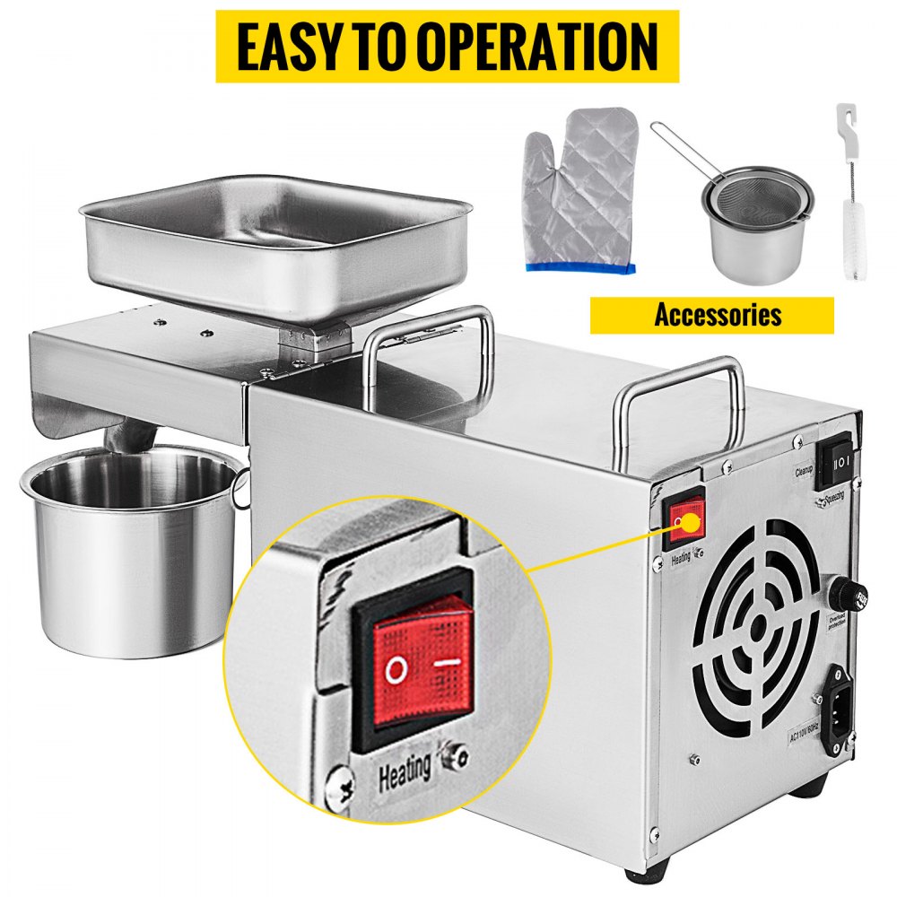 High Quality Multifunctional Automatic Small Oil Press Machine 304# Food Grade Stainless Steel Oil Expeller