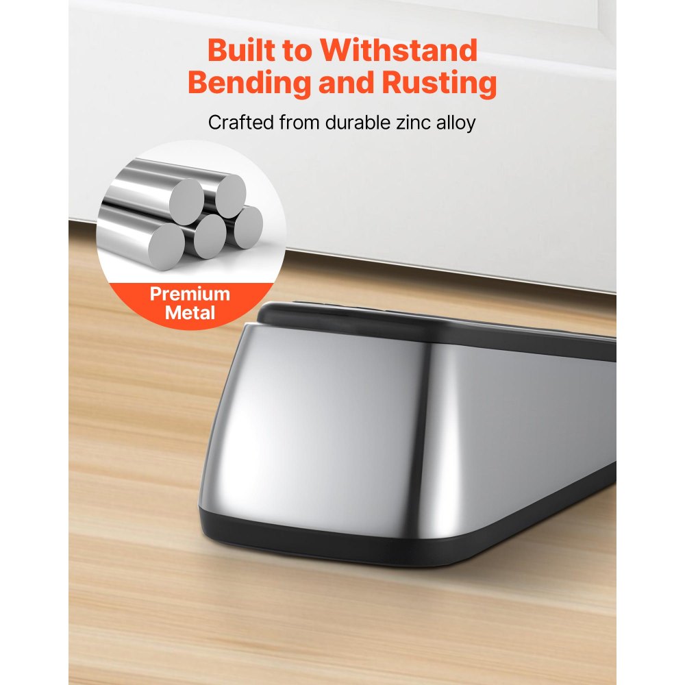 VEVOR Heavy Duty Door Stopper, 2 Pack, Door Stop Wedge for Bottom, Premium Zinc Alloy and Dual-Sided PVC Non-Slip Pads, with 2 Self-Adhesive Wall Protectors, Suitable for Various Types and Rooms