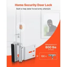 VEVOR Door Reinforcement Lock, 2 Pack Home Security Door Lock, with 3 Inch Stop Withstand 800 lbs of Force, with 8 Screws, for Inward-Opening, Aluminum Alloy, Add Extra High Security to Your Home
