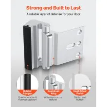 VEVOR Door Reinforcement Lock, 2 Pack Home Security Door Lock, with 3 Inch Stop Withstand 800 lbs of Force, with 8 Screws, for Inward-Opening, Aluminum Alloy, Add Extra High Security to Your Home