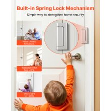 VEVOR Door Reinforcement Lock, 2 Pack Home Security Door Lock, with 3 Inch Stop Withstand 800 lbs of Force, with 8 Screws, for Inward-Opening, Aluminum Alloy, Add Extra High Security to Your Home