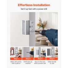 VEVOR Door Reinforcement Lock, 2 Pack Home Security Door Lock, with 3 Inch Stop Withstand 800 lbs of Force, with 8 Screws, for Inward-Opening, Aluminum Alloy, Add Extra High Security to Your Home