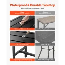 39.4x15 in Outdoor Bar Table Waterproof Top Patio Dining Table for Deck Pool
