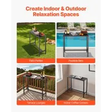 39.4x15 in Outdoor Bar Table Waterproof Top Patio Dining Table for Deck Pool