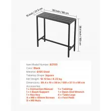 39.4x15 in Outdoor Bar Table Waterproof Top Patio Dining Table for Deck Pool