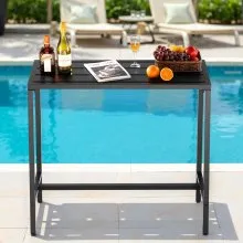 39.4x15 in Outdoor Bar Table Waterproof Top Patio Dining Table for Deck Pool