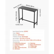 39.4x15 in Outdoor Bar Table Waterproof Top Patio Dining Table for Deck Pool
