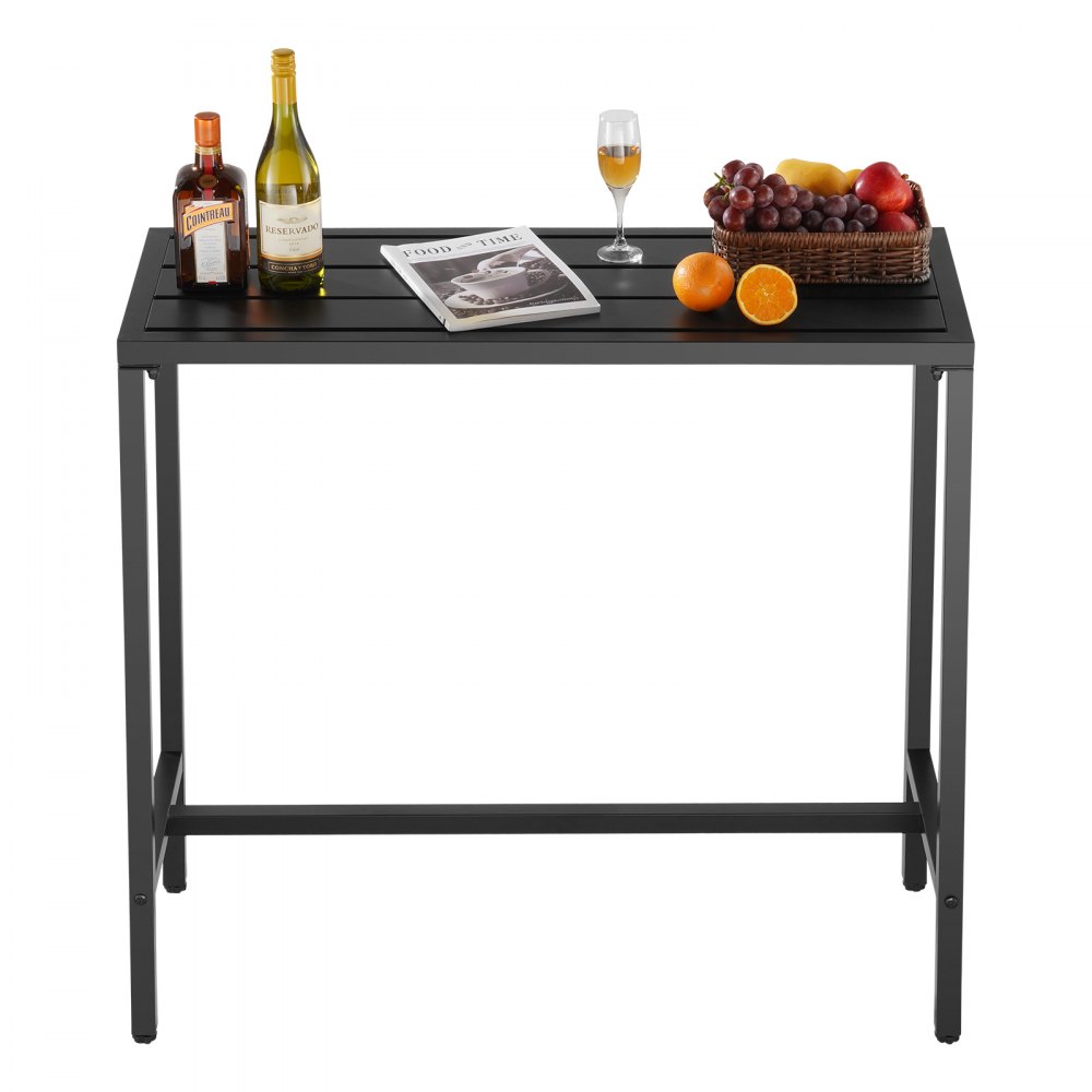 VEVOR Outdoor Bar Table, 120 x 37.5 cm Patio Bar Table, Waterproof Top & Sturdy Metal Frame, Rectangle Counter Height Dining Tables, Outdoor Furniture for Balcony, Yard, Hot Tub, Poolside, Indoor