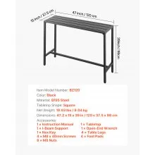 47 x 15 in Outdoor Bar Table Waterproof Top Patio Dining Table for Deck Pool