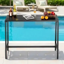 47 x 15 in Outdoor Bar Table Waterproof Top Patio Dining Table for Deck Pool