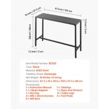 47 x 15 in Outdoor Bar Table Waterproof Top Patio Dining Table for Deck Pool
