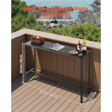 55 x 15 in Outdoor Bar Table Waterproof Top Patio Dining Table for Deck Pool