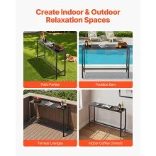 55 x 15 in Outdoor Bar Table Waterproof Top Patio Dining Table for Deck Pool