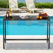 55 x 15 in Outdoor Bar Table Waterproof Top Patio Dining Table for Deck Pool