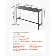 55 x 15 in Outdoor Bar Table Waterproof Top Patio Dining Table for Deck Pool