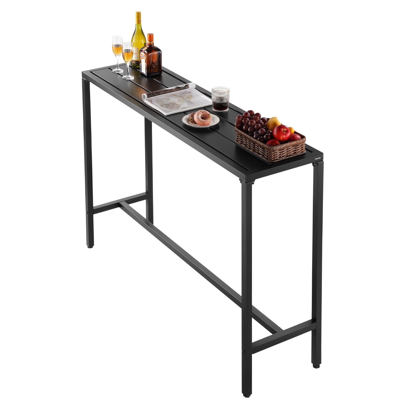 VEVOR Outdoor Bar Table, 55 x 15 in Patio Bar Table, Waterproof Top & Sturdy Metal Frame, Rectangle Counter Height Dining Tables, Outdoor Furniture for Balcony, Yard, Hot Tub, Poolside, Indoor