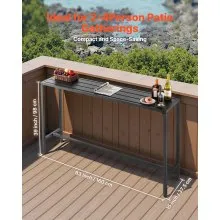 63 x 15 in Outdoor Bar Table Waterproof Top Patio Dining Table for Deck Pool