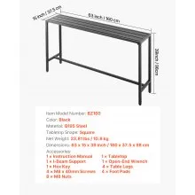 63 x 15 in Outdoor Bar Table Waterproof Top Patio Dining Table for Deck Pool