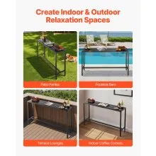 63 x 15 in Outdoor Bar Table Waterproof Top Patio Dining Table for Deck Pool