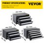 VEVOR Drill Bit Dispenser Cabinet, Three-Drawer Drill Bit Dispenser for 1/16" to 1/2" & Letter Sizes A to Z,  Five-Drawer Drill Bit Organizer for Wire Gauge Sizes #1 to #60, 3 Pieces Drill Cabinet Set