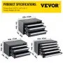 VEVOR Drill Bit Dispenser Cabinet, Three-Drawer Drill Bit Dispenser for 1/16" to 1/2" & Letter Sizes A to Z, Five-Drawer Drill Bit Organizer for Wire Gauge Sizes #1 to #60, 3 Pieces Drill Cabinet Set