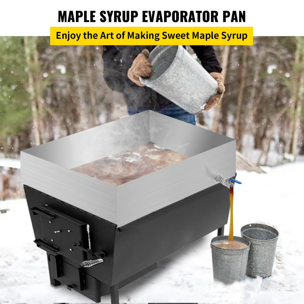 Maple Syrup Evaporator Pan 45*60*15 cm Kitchen Cookware w/Drain Valve Square Pan