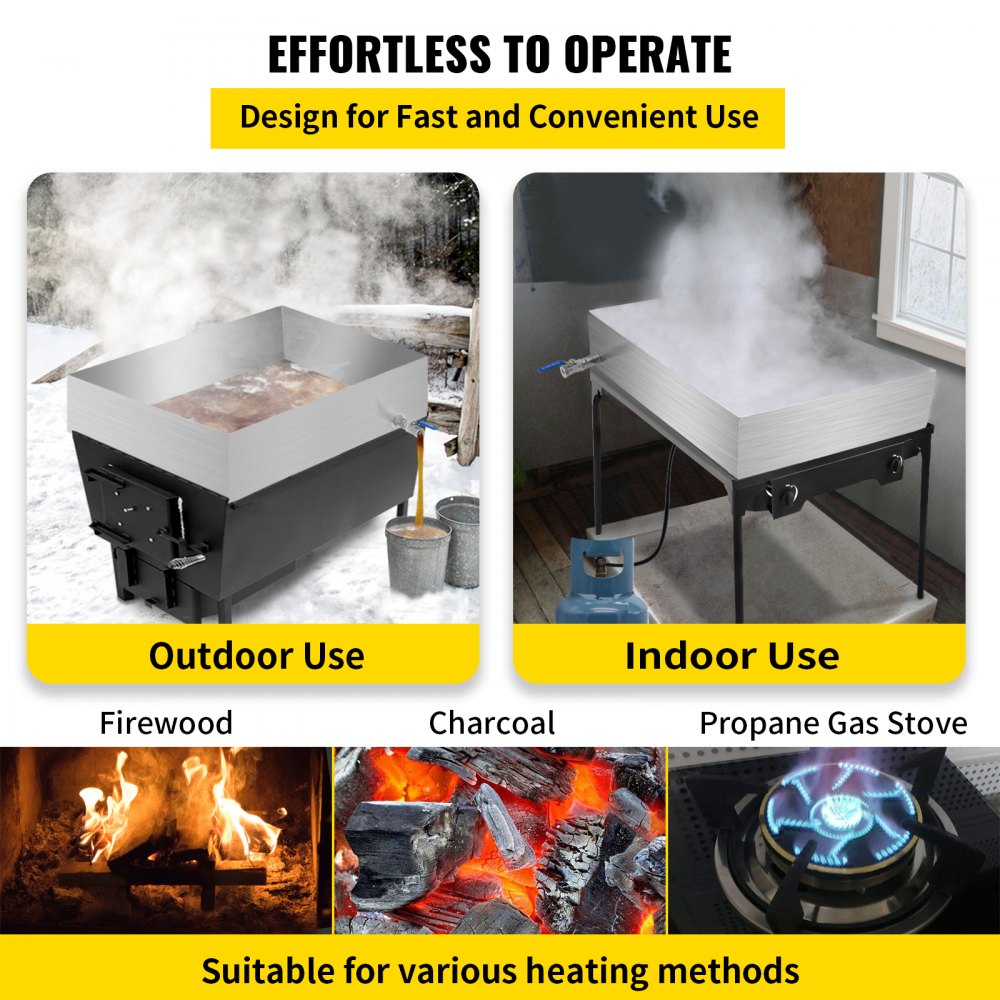 Maple Syrup Evaporator Pan 45*60*15 cm Kitchen Cookware w/Drain Valve Square Pan