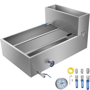 Maple Syrup Evaporator Pan 36x24x18.5 Inch Stainless Steel Maple Syrup Boiling Pan with Valve and Thermometer and Divided Pan and Feed Pan