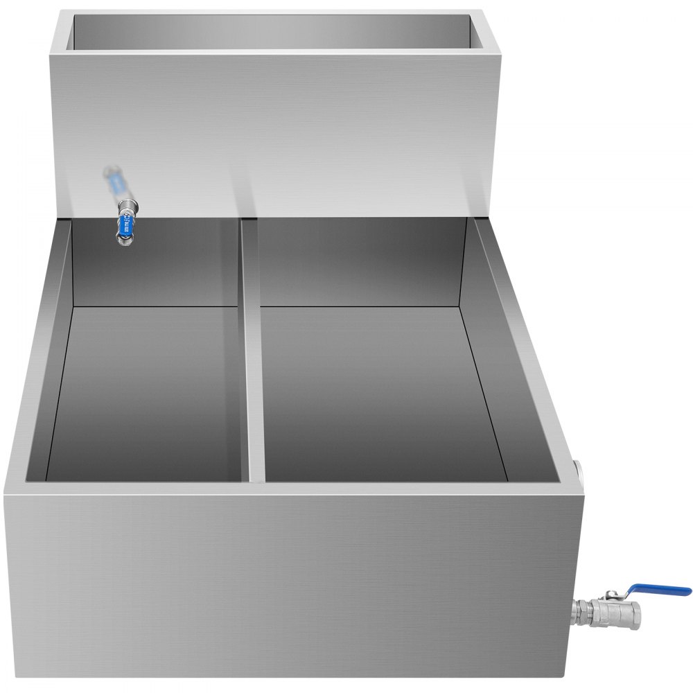 VEVOR Maple Syrup Evaporator Pan 36x24x18.5 Inch Stainless Steel Maple Syrup Boiling Pan with Valve and Thermometer and Divided Pan and Feed Pan