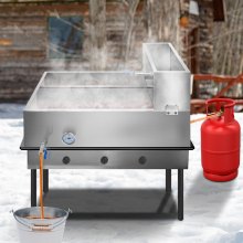 VEVOR Maple Syrup Evaporator Pan 36x24x18.5 Inch Stainless Steel Maple Syrup Boiling Pan with Valve and Thermometer and Divided Pan and Feed Pan