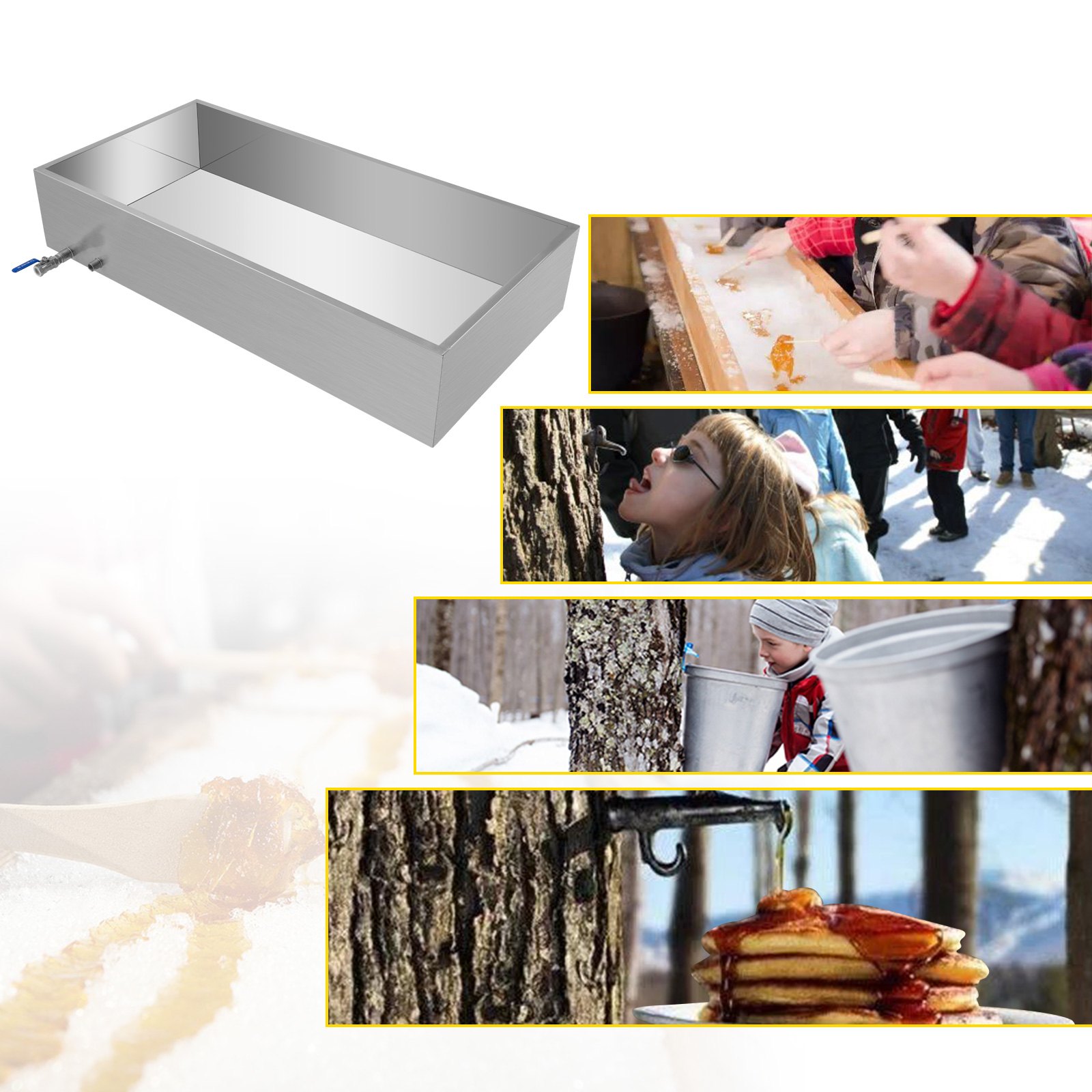 Maple Syrup Evaporator Pan 122X61cm Jam Sugar Boiling Pot Steamer w/Drain Valve