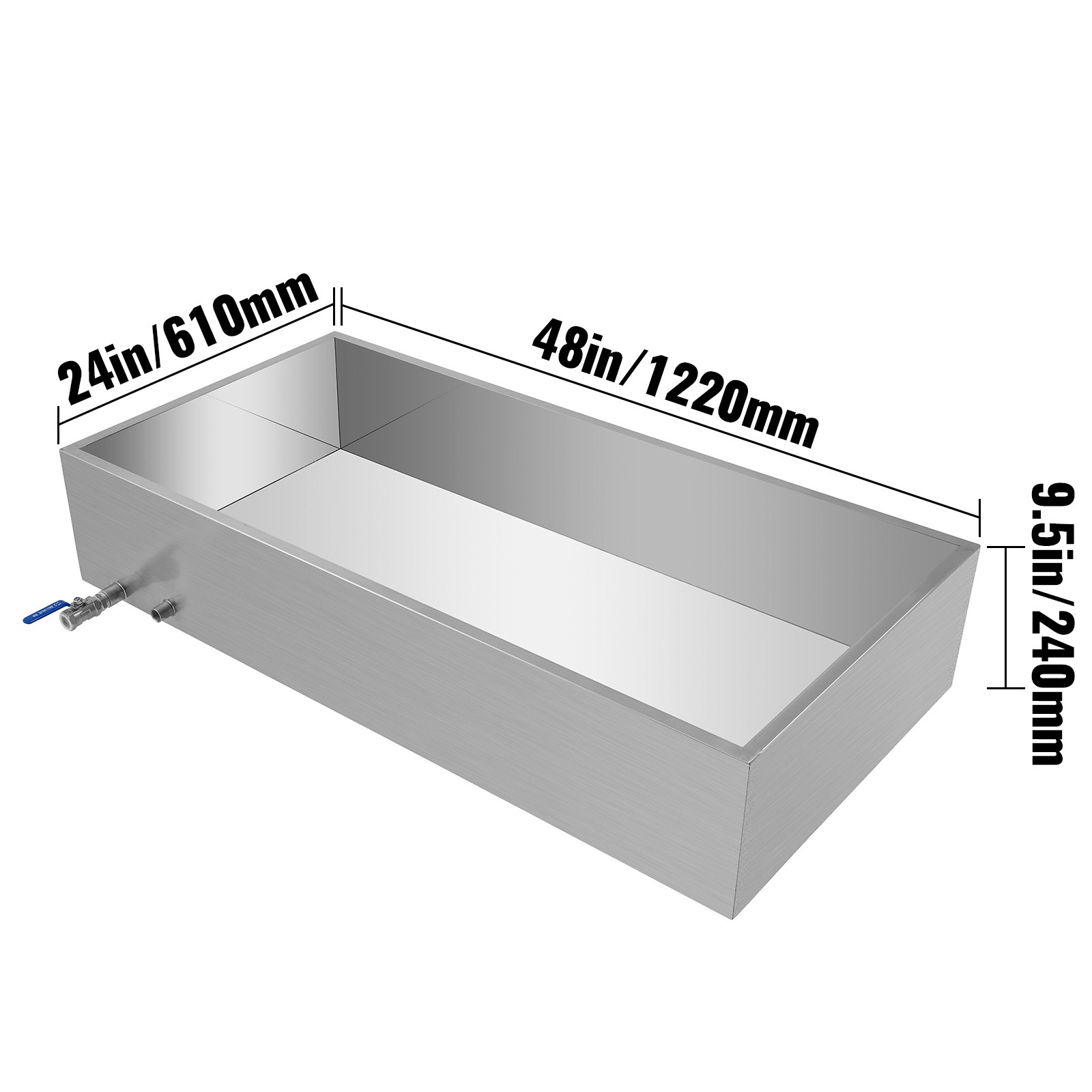 Maple Syrup Evaporator Pan 122X61cm Jam Sugar Boiling Pot Steamer w/Drain Valve