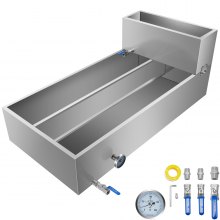 VEVOR Maple Syrup Evaporator Pan 48x24x19 Inch Stainless Steel Maple Syrup Boiling Pan with Valve and Thermometer and Divided Pan and Feed Pan