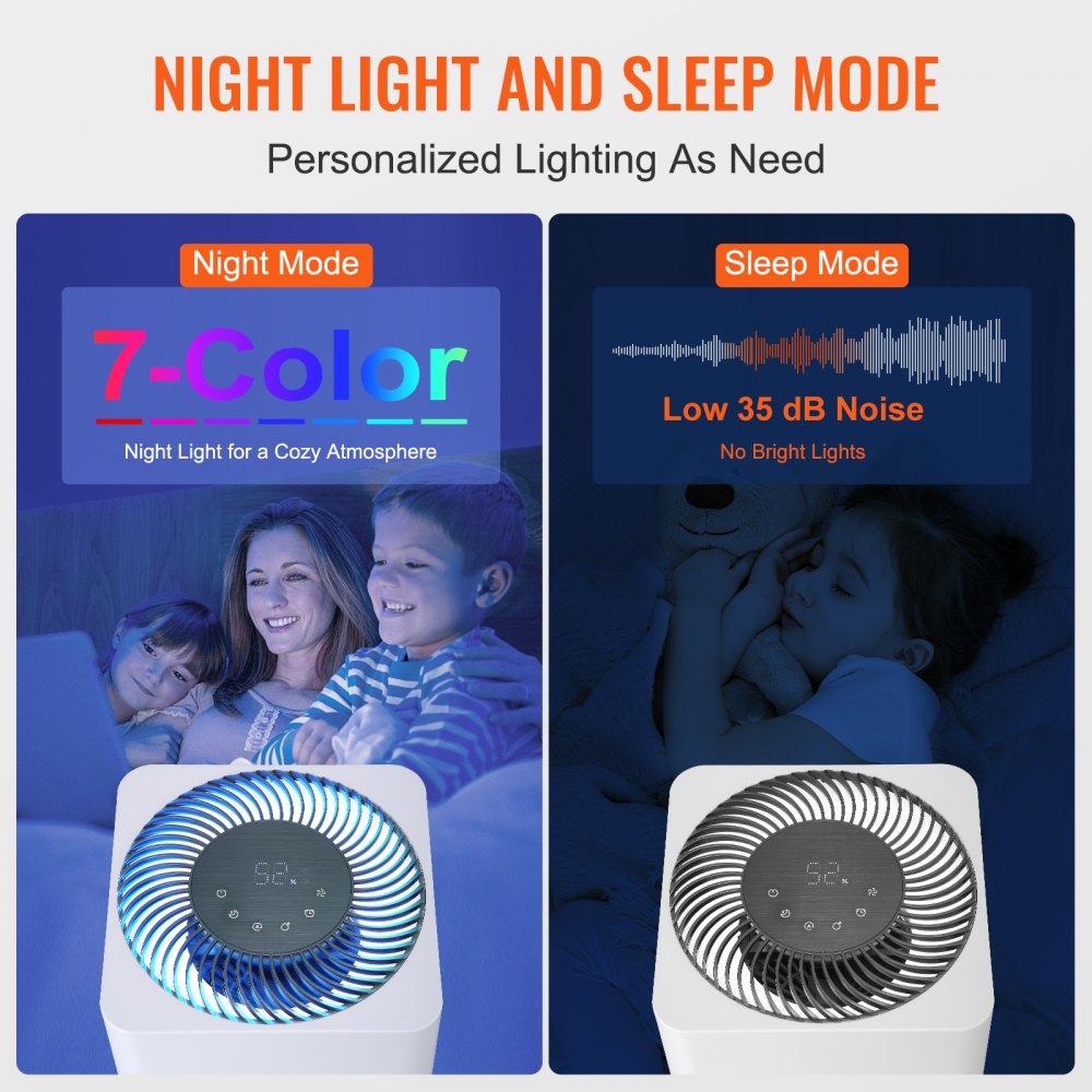 VEVOR Evaporative Humidifiers Mist-Free 3L, 300 ml/h Cool Moisture Humidifier and Air Purifier for Whole House up to 473.6 sqft, 4-Speeds & 1-12h Timer Settings, Premium Filter for Bedroom, Home