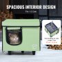 VEVOR Elevated Heated Cat House Cuboid Kitty Shelter with Heated Pad Green (S)