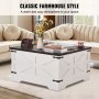 31.5" Farmhouse Coffee Table Hinged Square Table with Storage Gray & White