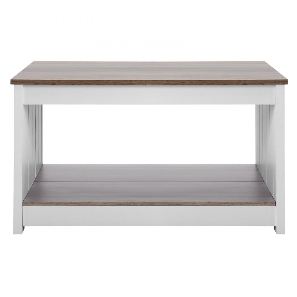 VEVOR 31.5" Farmhouse Coffee Table Square Table with Open Storage Compartment
