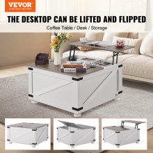 VEVOR 31.5" Farmhouse Coffee Table, Hinged Lift Top Coffee Square Table with Storage Compartment, Wooden Rustic Cocktail Table for Living Room, Bedroom, Apartment, Studio, Gray & White