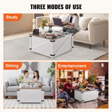 VEVOR 31.5" Farmhouse Coffee Table, Hinged Lift Top Coffee Square Table with Storage Compartment, Wooden Rustic Cocktail Table for Living Room, Bedroom, Apartment, Studio, Gray & White