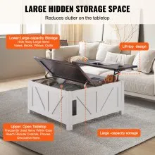 VEVOR 36" Farmhouse Coffee Table, Hinged Lift Top Square Coffee Table with Built-in Power Strip, Wooden Rustic Cocktail Table for Living Room, Bedroom, Apartment, Studio, Brown & White