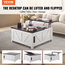 VEVOR 36" Farmhouse Coffee Table Hinged Lift Top Square Table with  Power Strip