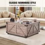 36" Farmhouse Coffee Table Hinged Square Table with Storage Beige