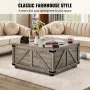 VEVOR 36" Farmhouse Coffee Table, Hinged Square Coffee Table with Large Storage Compartment, Wooden Rustic Cocktail Table for Living Room, Bedroom, Apartment, Studio, Beige