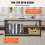 VEVOR 40" Farmhouse Coffee Table, Rectangle Coffee Table with Open Storage Compartment, Wooden Rustic Cocktail Table for Living Room, Bedroom, Apartment, Studio, Brown & Black