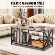 VEVOR 40" Farmhouse Coffee Table Rectangle Table with Open Storage Compartment