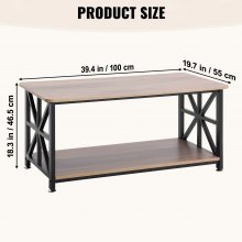 40" Farmhouse Coffee Table Rectangle Table with Open Storage Compartment